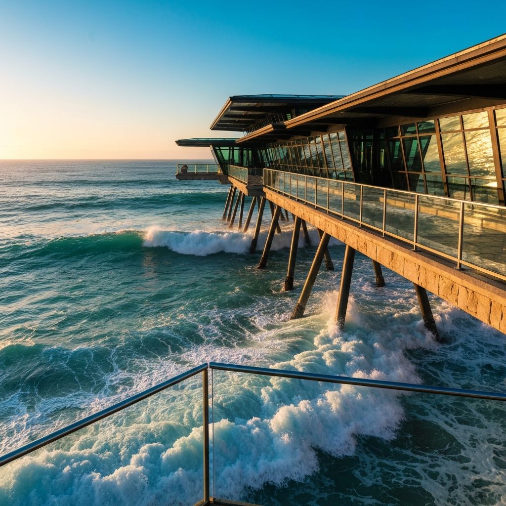 Glass pier extending over Pacific