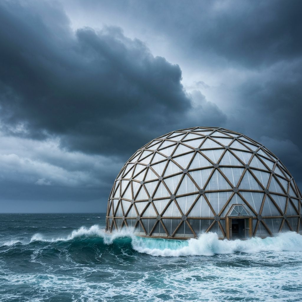 Dome standing against storm clouds