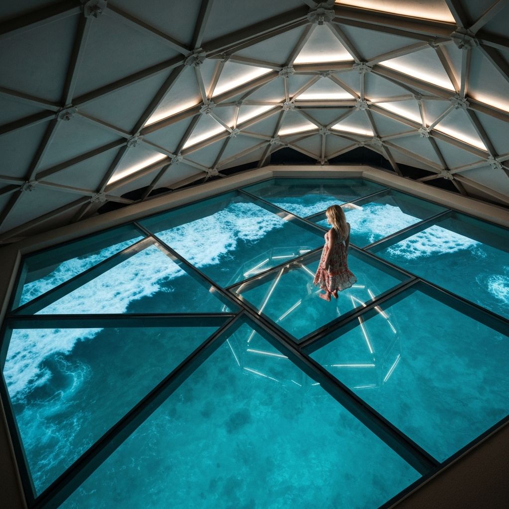 Room with glass floor over ocean